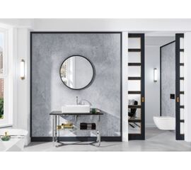 Мраморная черная столешница с подставкой из глянцевой стали 1200х750х570 мм Antheus B064 00 RP Villeroy&Boch в комплекте с зеркалом и Шкаф-пеналом