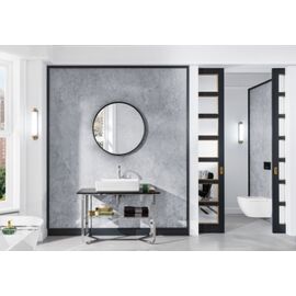 Мраморная черная столешница с подставкой из глянцевой стали 1200х750х570 мм Antheus B064 00 RP Villeroy&Boch в комплекте с зеркалом и Шкаф-пеналом