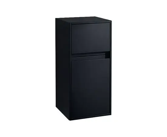 Мраморная черная столешница с подставкой из глянцевой стали 1200х750х570 мм Antheus B064 00 RP Villeroy&Boch в комплекте с зеркалом и Шкаф-пеналом