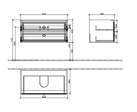 Мебель в комплекте с раковиной (белая) 900х435х480 мм La Belle A584 10 DJ Villeroy&Boch