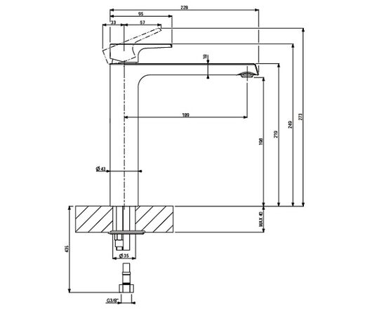 Смеситель для раковины Villeroy&Boch Liberty TVW10700400061 Хром