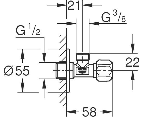 Угловой вентиль 1/2 0 2204700 Grohe
